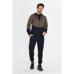 Erkek Pamuklu Kapüşonlu Eşofman Takımı Bej 5815-B