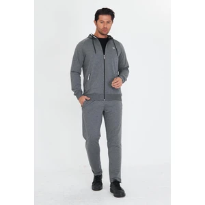 Erkek Pamuklu Kapüşonlu Eşofman Takımı Antrasit 5756-A