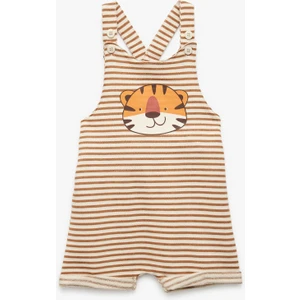 Pamuklu Aslan Aplike Detaylı Şort Salopet Tulum