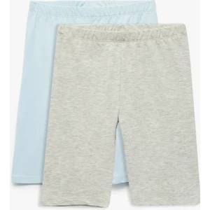 Pamuk Karışımlı Beli Lastikli 2'li Kapri Tayt Seti