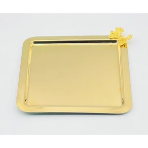 Gold Lüks Sunumluk 22X22 Kare Kelebekli ( 3 Adet )