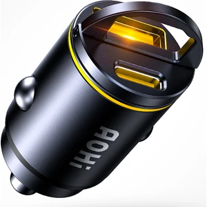 Superauto Araç Içi Şarjı, 2 Portlu Pd 45W Type-C ve Usb-A Girişli, 30W Hızlı Şarj Çakmaklık Adaptörü, Siyah
