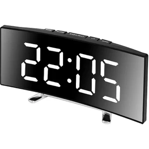 Hpytech Aynalı Alarmli Dijital Saat 7 Inç Kavisli Ekran Parlaklık Ayarlı