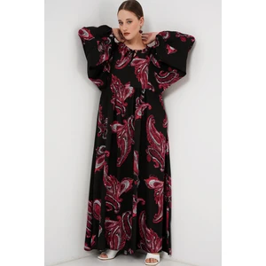 Kadın Balon Kol Uzun Tesettür Elbise 2464 - Y.kırmızı