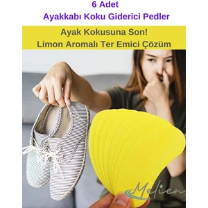 6'li Ayakkabı Ayak Koku Giderici Ped Ter Emici Sürekli Limon Aromalı Ayakkabı Bakımı Bez Pedi Kese