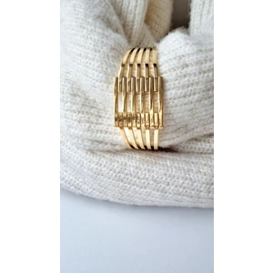 Paslanmaz Çelik5 Sıralı Parlak Gold Kaburga Bileklik