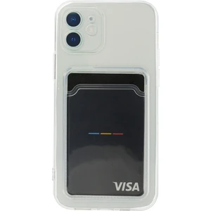 Apple iPhone 12 Kılıf Kartlıklı Şeffaf Kart Koymalı Silikon Yumuşak Kapak Kılıf- Şeffaf