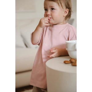 Pembe Bisiklet Yaka Oversize T-Shirt Bebek - Çocuk