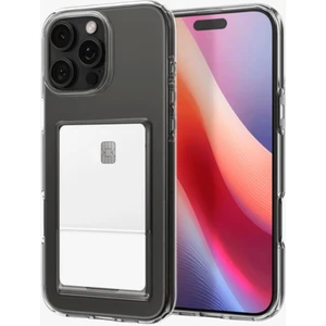 Apple iPhone 16 Pro Kılıf Kartlıklı Şeffaf Kart Koymalı Silikon Yumuşak Kapak Kılıf- Şeffaf