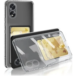  Oppo A38 Kılıf Kartlıklı Şeffaf Kart Koymalı Silikon Yumuşak Kapak Kılıf- Şeffaf