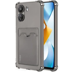 Xiaomi Poco C65 Kılıf Kartlıklı Şeffaf Kart Koymalı Silikon Yumuşak Kapak Kılıf- Şeffaf