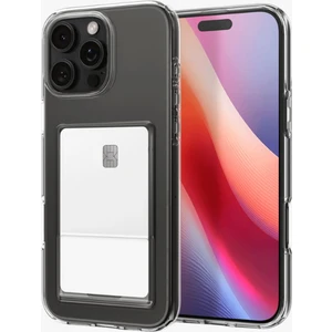 Apple iPhone 16 Pro Max Kılıf Kartlıklı Şeffaf Kart Koymalı Silikon Yumuşak Kapak Kılıf- Şeffaf