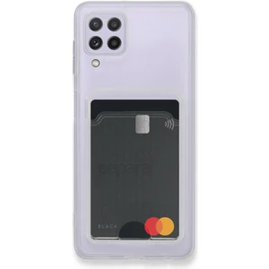 Samsung Galaxy A22 Kılıf Kartlıklı Şeffaf Kart Koymalı Silikon Yumuşak Kapak Kılıf- Şeffaf