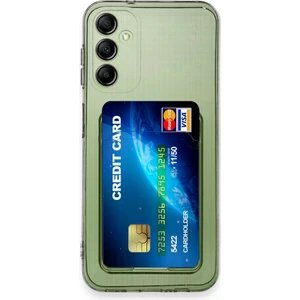  Samsung Galaxy A14 4g Kılıf Kartlıklı Şeffaf Kart Koymalı Silikon Yumuşak Kapak Kılıf- Şeffaf