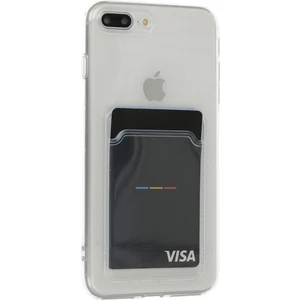Bilişim Aksesuar Apple iPhone 8 Plus Kılıf Kartlıklı Şeffaf Kart Koymalı Silikon Yumuşak Kapak Kılıf- Şeffaf
