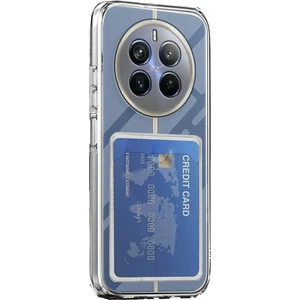  Realme 12 Pro Plus Kılıf Kartlıklı Şeffaf Kart Koymalı Silikon Yumuşak Kapak Kılıf- Şeffaf