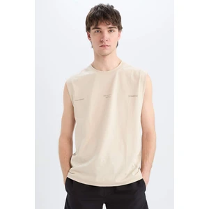 %100 Pamuk Boxy Fit Baskılı Bisiklet Yaka Atlet E3218AX25HS