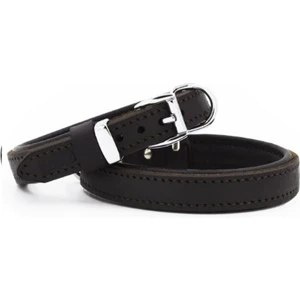 Petzanya Yağlı Gerçek Deriden El Yapımı Köpek Boyun Tasması 2X30-35CM - Oil Brown