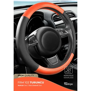 Kokusuz Geçmeli Direksiyon Kılıfı FRM-103 Turuncu
