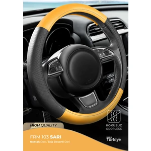 Kokusuz Geçmeli Direksiyon Kılıfı FRM-103 Sarı