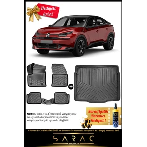 Citroen C4 Elektrikli(E-C4) 2022 ve Sonrası Araca Özel 3D Havuz Paspas&alt Bagaj Havuz Set+Hediyeli