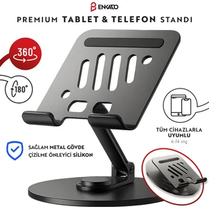 360 Tüm Açılarla Ayarlanabilir Tüm Tablet ve Telefonlarla Uyumlu Stand Dayanıklı Metal Tablet Tutucu Yükseltici Sabitleyici