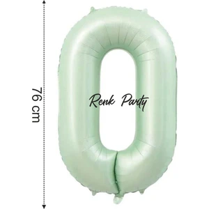 Folyo Balon 0 Rakamı Helyum Balon 76  cm  Yeşil Renk - 0 Yaş Balonu - 0 Rakam Balon - 34 Inch