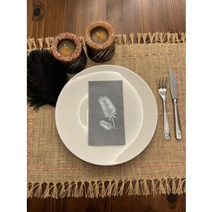 Gümüş Yaldızlı Gri Palmiye Peçete 16 Adet