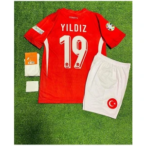 Bysportakus Türkiye 2024 Kenan Yıldız Iç Saha Çocuk Forması 4'Lü Set (Euro 2024 Patch) Kırmızı