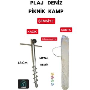 Akdeniz Deniz Piknik Balkon Plaj Şemsiye Çanta + Kazık