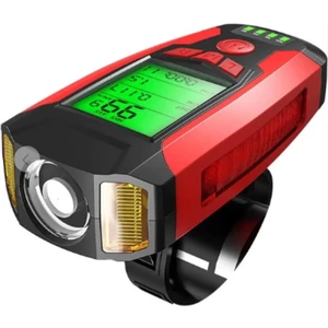 Bisiklet LED Fener Alarm Siren Km Hız Göstergesi Sayacı Su Geçirmez LCD Ikaz Lambası Işıldak Çok Fonksiyonlu