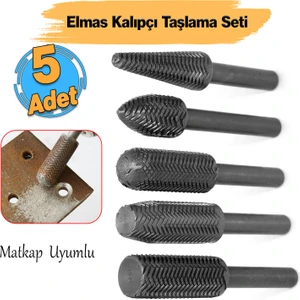 Freze Uç Törpü 5 Parça Uç Kalıpçı Taşlama Seti Metal Demir Oyma Zımparalama Ucu Matkap Uyumlu