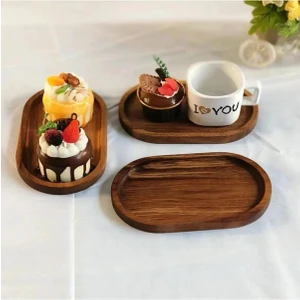 4 Lü Ahşap Tepsi Çay Tepsisi Kahve Tepsisi Sunum Tepsisi Sunumluk