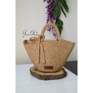Jüt Hasır Çanta El Yapımı El  Çantası Kol Çantası Günlük Çanta