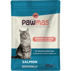 Pouch Pawmas Somonlu Kısırlaştırılmış Yaş Kedi Maması 85GR