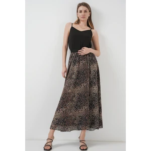 8032 Uzun Şifon Etek - Bej