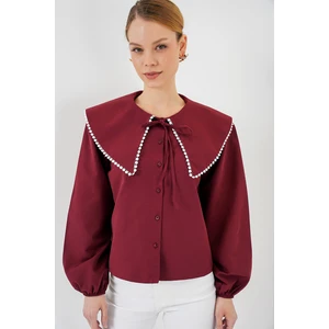 Kadın Bebe Yaka Gömlek 20314 - Bordo