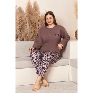 Uzun Kollu %100 Pamuk Büyük Beden Anne Pijama Takımı- Anne Özel Serisi