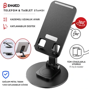 360 Dönebilen Tüm Açılarla Ayarlanabilir Stand Telefon ve Tablet ile Uyumlu Stand Güçlü Telefon Tutucu Yükseltici