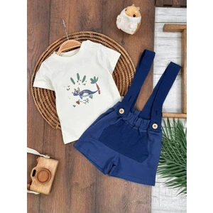 Kids Kingdom Yüksek Kalite Pamuklu Salopet Kanguru Cepli Çıtçıtlı Düğmeli 2li Erkek Bebek Takım