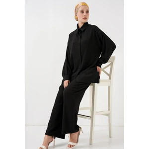 Kadın Örme Tesettür Alt Üst Takım 6711 - Siyah