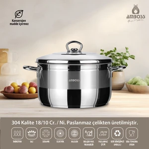 Ambos Saphire Paslanmaz Çelik Derin Tencere Çelik Kapak 34 cm