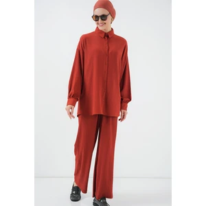 Kadın Örme Tesettür Alt Üst Takım 6711 - Kiremit