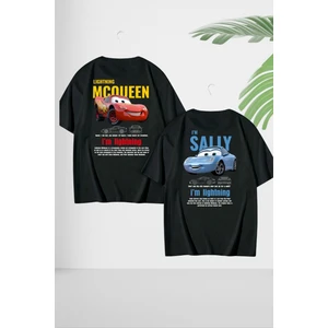 Kadın Erkek  Sally & Mcqueen Cars Sevgili Çift Kombini Oversize  Tshirt 2'li Takım