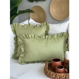 Vıntage Fırfırlı Fıstık Yeşili Kırlent Kılıfı 1AD