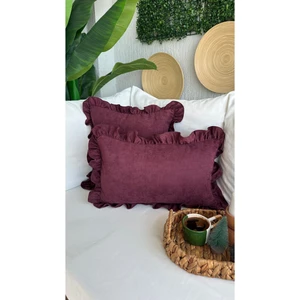 Vıntage Fırfırlı Mürdüm Kırlent Kılıfı 1 Ad