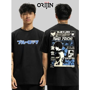 Blue Lock Isagi Yoichi Ön Arka Baskılı  Siyah Tshirt