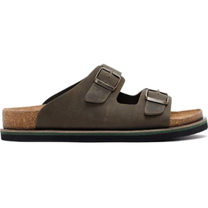 Erkek Siyah Tokalı Nubuk Deri Terlik 25sfd6255v3