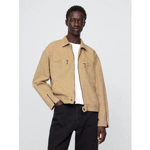 Erkek Bej Kanvas Astarlı Ceket