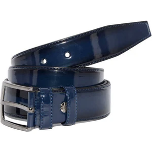 3.5 cm Tokalı Rugan Suni Deri Düz Renk Klasik Erkek Kemer Lacivert